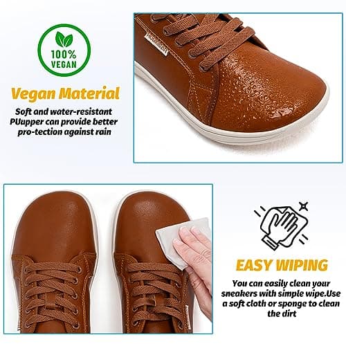 HOBIBEAR Women's Fashion Trainers Barefoot Shoes Men Minimalist Zero Drop Sole Wide Width Casual Walking Shoes Lightweight Comfortable Brown — view 4