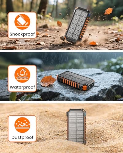 A ADDTOP Solar Power Bank 20000mAh 15W Portable Charger 3 Built-in Cables — view 6