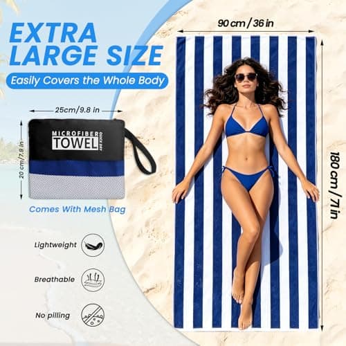 Microfibre Beach Towels for Adults - 1 Pack 180x90cm Microfibre Towel — view 2
