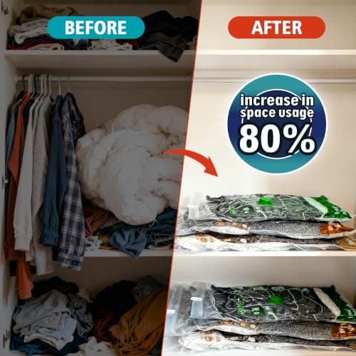 Storage Master Space Saver Bags for Travel and Home Reusable Vacuum Storage Bags Save 80% More Storage Space (15 Combo, No Pump Included) — view 6