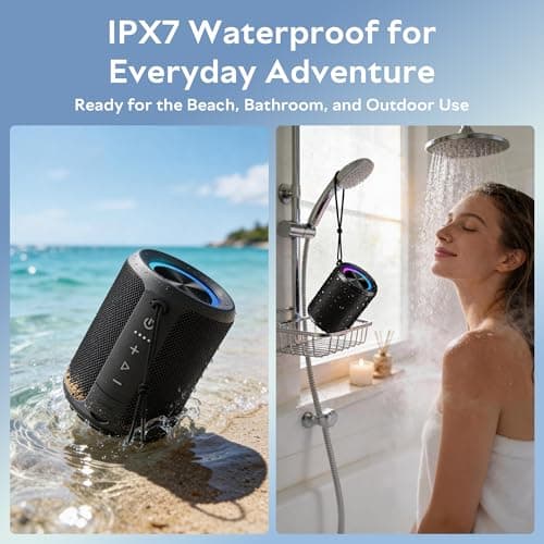DUDGSIS Portable Bluetooth Speaker, Wireless Speakers With Led Light, Louder Volume & Enhanced Bass, IPX7 Waterproof, 15H Playtime, Durable Loud Outdoor Speaker for Travel, Sport — view 4