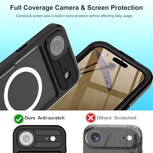 ShellBox Case for iPhone 17 Air Waterproof Magnetic Phone Cover, IP68 Full-Body Protection, Military-Grade Shockproof & Built-in Screen Camera Button Lens Protector, Underwater Filming, Black — view 6
