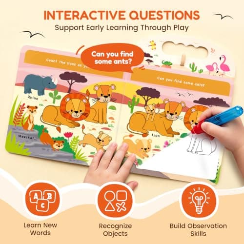 JoyCat Safari Water Colouring Book for Toddlers, 13 Pages No-Mess Painting — view 5