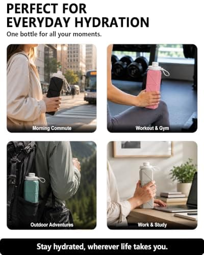 BEAUTAIL Collapsible Water Bottle 610 mL, Silicone Travel Water Bottle — view 6