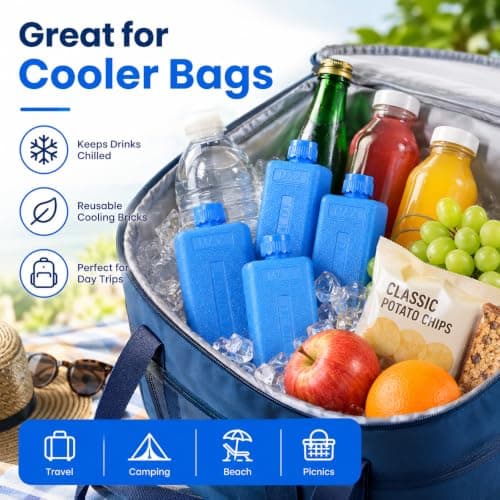 Ciieeo 8-Pack Reusable Ice Packs for Portable Air Conditioner Fan, Mini Freezer Blocks for Cooler Bags, Small Cooling Bricks for Lunch Box Picnic and Camping, Blue Evaporative Chiller Accessories — view 3