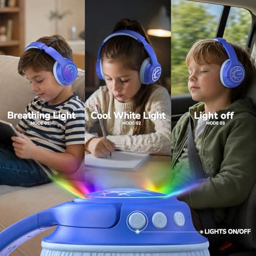 iClever BTH18 Kids Headphones Wireless with LED Lights 43H Playtime Travel — view 3