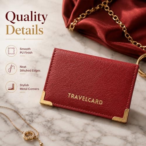 Lizzy PU Leather Travel Card | Plain & Polka Dot Unisex Credit Card ID Card Bus & Rail Pass Bank Oyster Pocket Wallet Case Holders (Maroon) — view 4
