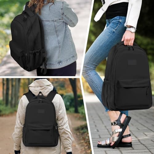 Lahrma Travel Backpack Womens, Lightweight 14 Inch Laptop Rucksack Bag for Men, Splash-proof & Casual Daypacks for School College Work (Black) — view 6