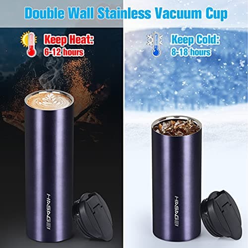 HASAGEI Insulated Travel Mug, Reusable Vacuum Stainless Steel Bottle for Hot and Cold Drinks - Leakproof Lid, 350ML (Nevy Blue) — view 2