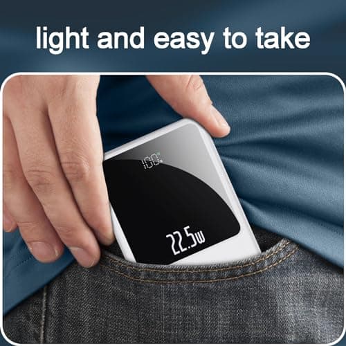 10000mAh Small Power Bank Fast Charging, 22.5W Mini USB C Portable Charger with Battery Pack Compact External Battery Bank for iPhone Samsung Heated Gilet Vest Jacket Scarf (White) — view 4