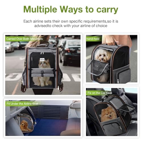 Lekesky Large Cat Carrier Backpack Expandable - Pet Carrier Backpack for Small Dogs Medium Cats Fit Up to 25 Lbs, Grey, L — view 4
