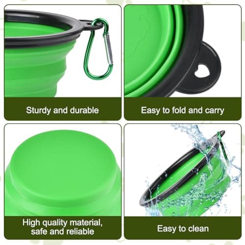 Adiwo 2PCS Collapsible Dog Bowl, Foldable Travel Bowl, Leak-Proof Dog Bowl, Pet Food Feeding Bowl, Portable, with Mountaineering Carabiner for Cats, Dogs and Pets, for Water and Food (350 ml) — view 3