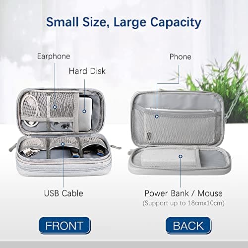 Portable Cable Organiser Bag Travel Organiser Double-Layer Cable Organiser Bag All-in-One Electronics Case for Tech Accessories, Charger, Power Bank, Earphone, Holiday Essentials for Men Women - Grey — view 4