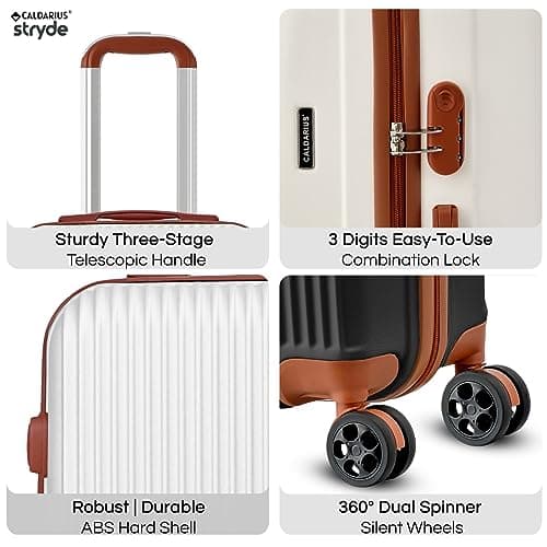 CALDARIUS Hardshell Luggage | Durable Suitcases | Lightweight & Secure with Combination Lock | Smooth 4 Dual Spinner Wheels | Ideal Travel Bag & Luggage Sets (White, Medium 24") — view 3