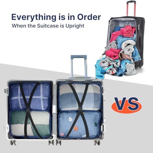 Extra Large Packing Cubes 6 PCS, 50x40x15CM Same Size Suitcase Organiser Bags, Mesh Packing Cubes for Suitcases Extra Large Set Only (Navy, 6 x XL) — view 6