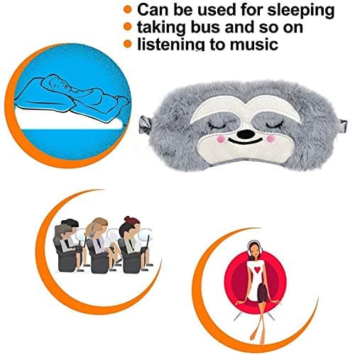 Eye Mask for Sleeping, Ulife Mall Cute Sloth Funny Animal Soft Fluffy Plush Sleep Mask Novelty Blindfold Breathable Silk Eye Cover for Women Men Girls Night Nap Travel Meditation - Sloth — view 5