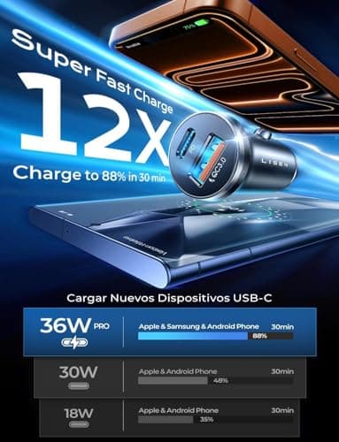 LISEN Car Charger USB C Fast Charge 69W Cigarette Lighter USB Charger 12V — view 2