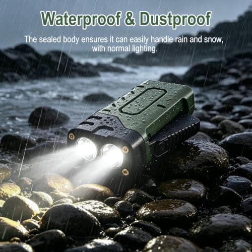 BORUIT USB C Rechargeable & Hand Crank Flashlight, 3 Modes, Digital Display — view 6