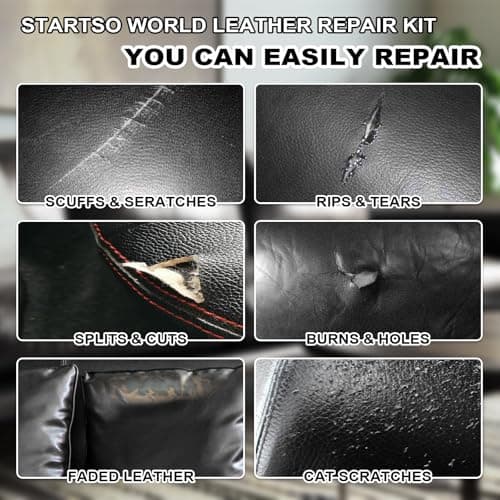 STARTSO WORLD Black Leather Repair Kit for Furniture, Leather Seat Repair Kit for Car Interior, Car Seats, Sofa, Jacket and Purse, Restore Any Material with Super Easy Instructions — view 4