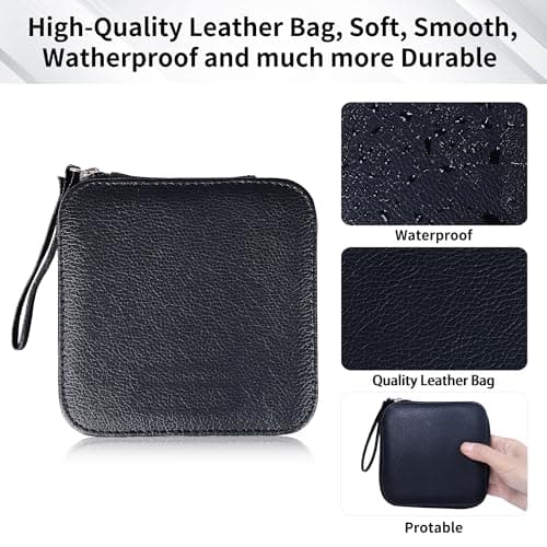 Sewing Kit, Travel Basic Sewing Set with Leather Case 14 Threads and Needles kit Accessories for Adults, DIY,Home, Travel & Emergency Compact Small Black — view 3
