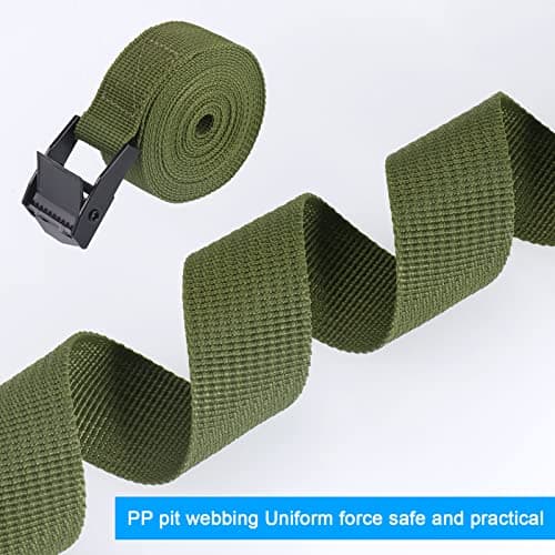 Hejo 6PCS Ratchet Straps, Green Ratchet Tie Down Straps with Cam Buckle, Heavy Duty Tensioning Belts Adjustable Lashing Straps for Motorcycles, Bikes, Luggage(250x2.5cm) — view 2