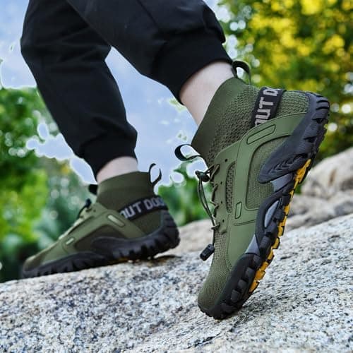 VTASQ Hiking Boots Mens Outdoor Non-Slip Trekking Mountaineering Shoes Trainers Lightweight Camping Climbing Shoes Sneaker Green 7 UK — view 3
