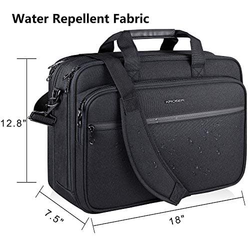 KROSER Laptop Bag Premium Laptop Briefcase Fits Up to 17.3 Inch Laptop Expandable Water-Repellent Shoulder Messenger Bag Computer Bag for Travel/Business/School/Men/Women-Black — view 5