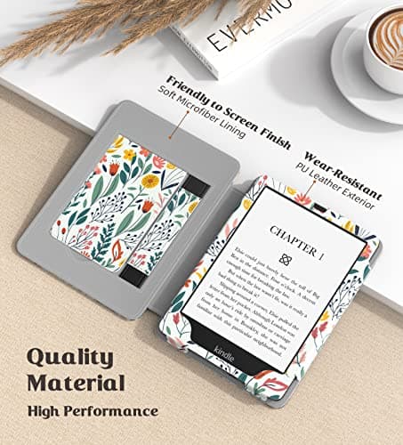 MoKo Case for 7"/6.8" Kindle Paperwhite(12th/11th Gen-2024/2021), Flowers — view 4