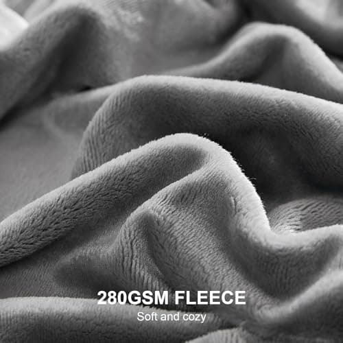 EHEYCIGA Throw XL Fleece Throw Blanket for Sofa 130x178cm, Grey — view 2