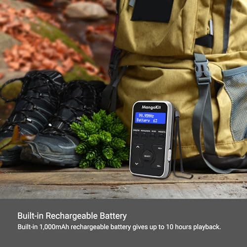 MangoKit MP1 Rechargeable Pocket DAB/FM Radio,Lock Switch,20 Presets,Black — view 4