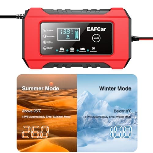 EAFCar 6A Car Battery Charger, 12V Portable Smart Charger, Battery Maintainer, Trickle Charger and Desulfator for Cars Boat Motorcycle Lawn Mower RV ATV SUV Snowmobile — view 5