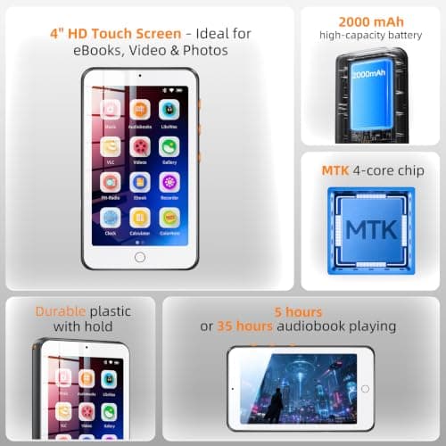 TIMMKOO 4'' Portable MP3 Player for Kids No Ads No Distractions BT and WiFi — view 4