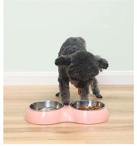 Camiter 2 in1 Dog Bowl,Stainless Puppy Food and Water Feeder for Dog Cats,Multifunctional Pet Food Bowl, Dog Bowls And Water Bowls (pink) — view 3