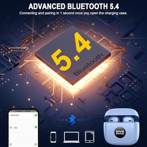 Wireless Earbuds, Bluetooth 5.4 Headphones in Ear with 4 ENC Noise Cancelling Mic, Bluetooth Earbuds 40H Playtime, HiFi Stereo Deep Bass Wireless Earphones, IP7 Waterproof, USB-C Fast Charge, Violet — view 2