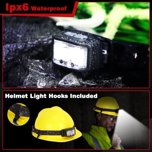 Head Torch 2 Packs,Super Bright 2000 Lumens Motion Sensor 16 Modes (individual Control) Headlamp,2000mAh Battery USB Rechargeable Waterproof LED Head Torch for Camping, Running,Cycling,Fishing — view 6