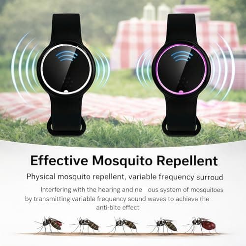 2PCS Electronic Mosquito Repellent Watches, Ultrasonic Anti Mosquito Bracelet, Waterproof Mosquito Watch with Rechargeable Long Lasting Protection, Suitable for Camping & Hiking (Black+Black Purple) — view 5