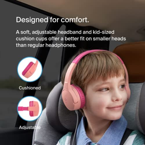 Belkin SoundForm Mini Wired On-Ear Headphones for Kids, Over-Ear Headset for Children with inline Microphone for Online Learning, School, Travel, Play, For 3.5mm Compatible Devices - Pink — view 5
