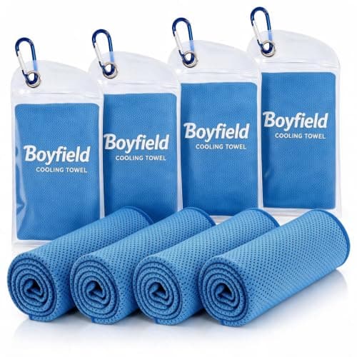 Boyfield Cooling Towel 4 Pack, Microfibre Ice Towel for Gym Travel Neck