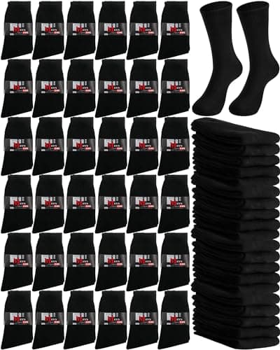 Toulite 60 Pairs Mens and Womens Thermal Winter Socks Bulk Warm Thick Cozy Boot Socks Pack Winter Hiking Socks Men Heavy Duty Cold Weather Socks Bulk Socks for Homeless Care, Black, One Size