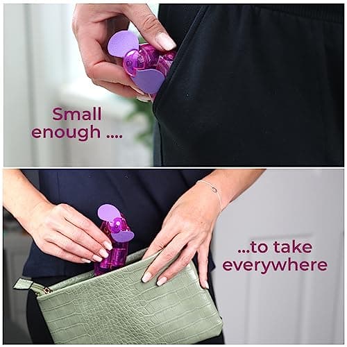DIVCHI Pack of 2 Mini Portable Pocket Hand Held Fan Cool Air Travel Fan For Men Women, Kids Batteries Included — view 6