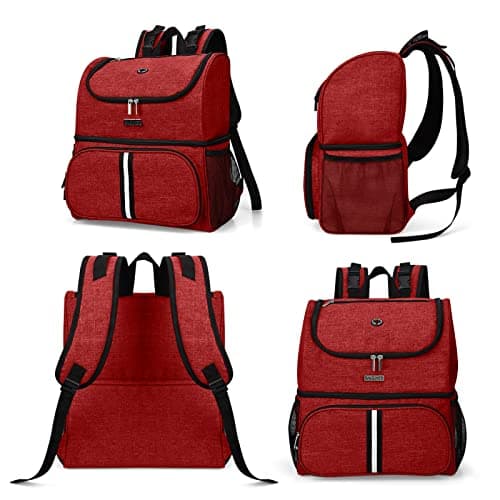 BAGLHER Dog Pet Travel Bag, Double-Layer Pet Supplies Backpack (for All Pet Travel Supplies), Pet Travel Backpack with 2 Silicone Collapsible Bowls, 2 Food Baskets, Pet Accessories Red — view 2