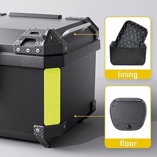 Aptliton Black Motorcycle Top Case, 45L ABS Waterproof and Dust-Proof Square Top Box for Motorbike Luggage Box with Security Lock, Motorcycle Helmet Luggage Storage — view 4