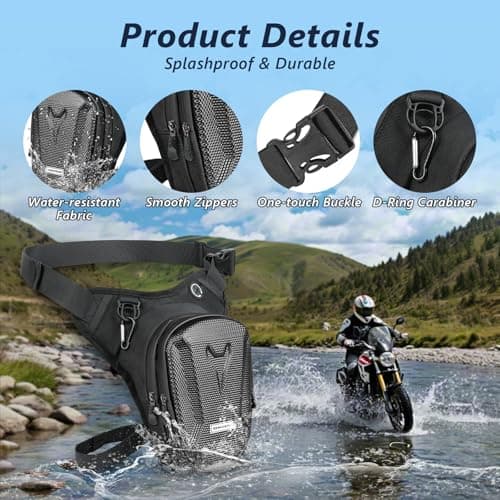 flintronic Leg Bag, Motorcycle Leg Bag, EVA Hardshell Durable Hiking Waist Pack, with Headphone Jack, Waterproof Multi-Function Sports Hip Bag for Men Women Cycling Running Traveling and Fishing — view 3