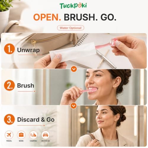 TuckPoki Mini Disposable Travel Toothbrushes with Toothpaste, 24 Count — view 4