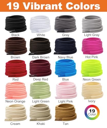 Stepace Round Boot Shoelace, 4.5mm Outdoor Shoe Laces for Walking White 120 — view 6
