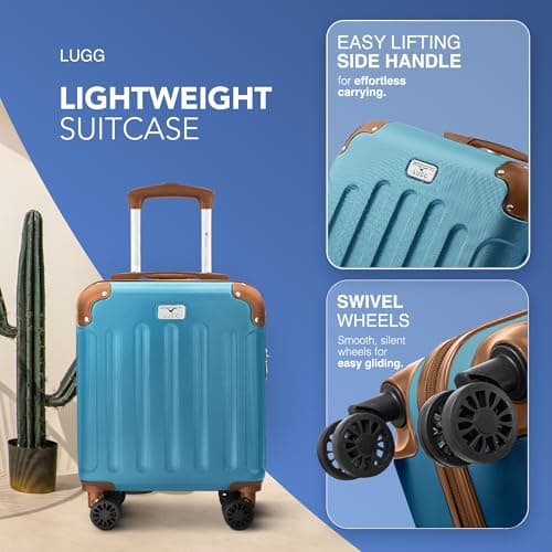 LUGG 15 Inch Skywander Lightweight Underseat Cabin Bag – EasyJet Approved Carry-On Suitcase, Durable ABS Hard Shell, Smooth Double Spinner Wheels, Water-Resistant & Compact Travel Luggage (45x34x20cm) — view 3