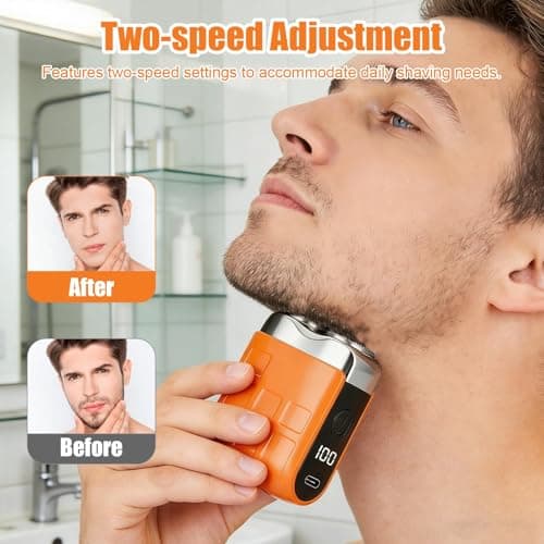 Mini Electric Shaver for Men,2026 Portable USB Rechargeable Double Head Shaver, Wet & Dry Mens Razors Electric Cordless Beard Trimmer for Home, Travel & Office Use — view 6