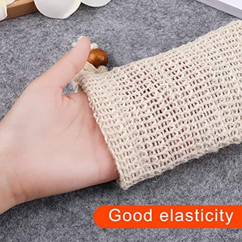 2 Pcs Sisal Soap Bag, Exfoliating Soap Saver Pouch with Drawstring — view 4