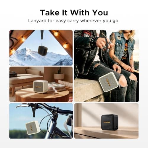 DOOGEEEco Field Pulse Portable Speaker, 20W Powerful Wireless Speakers, IP67 Waterproof Portable Speakers Wireless, 16H Playtime, TWS Stereo, AUX TF USB for Outdoor Camping Travel - Beige — view 4