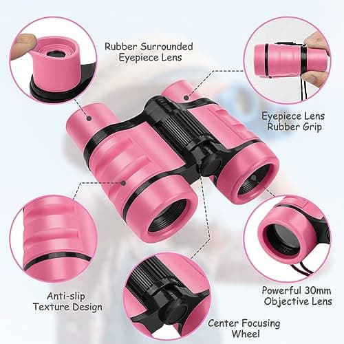 OSDUE Kids Telescope Outdoor Toys, 4x30 High Resolution Binoculars for Kids' Educational Learning & Sports, Gifts for Age 3-12 Boys & Girls (Pink) — view 3